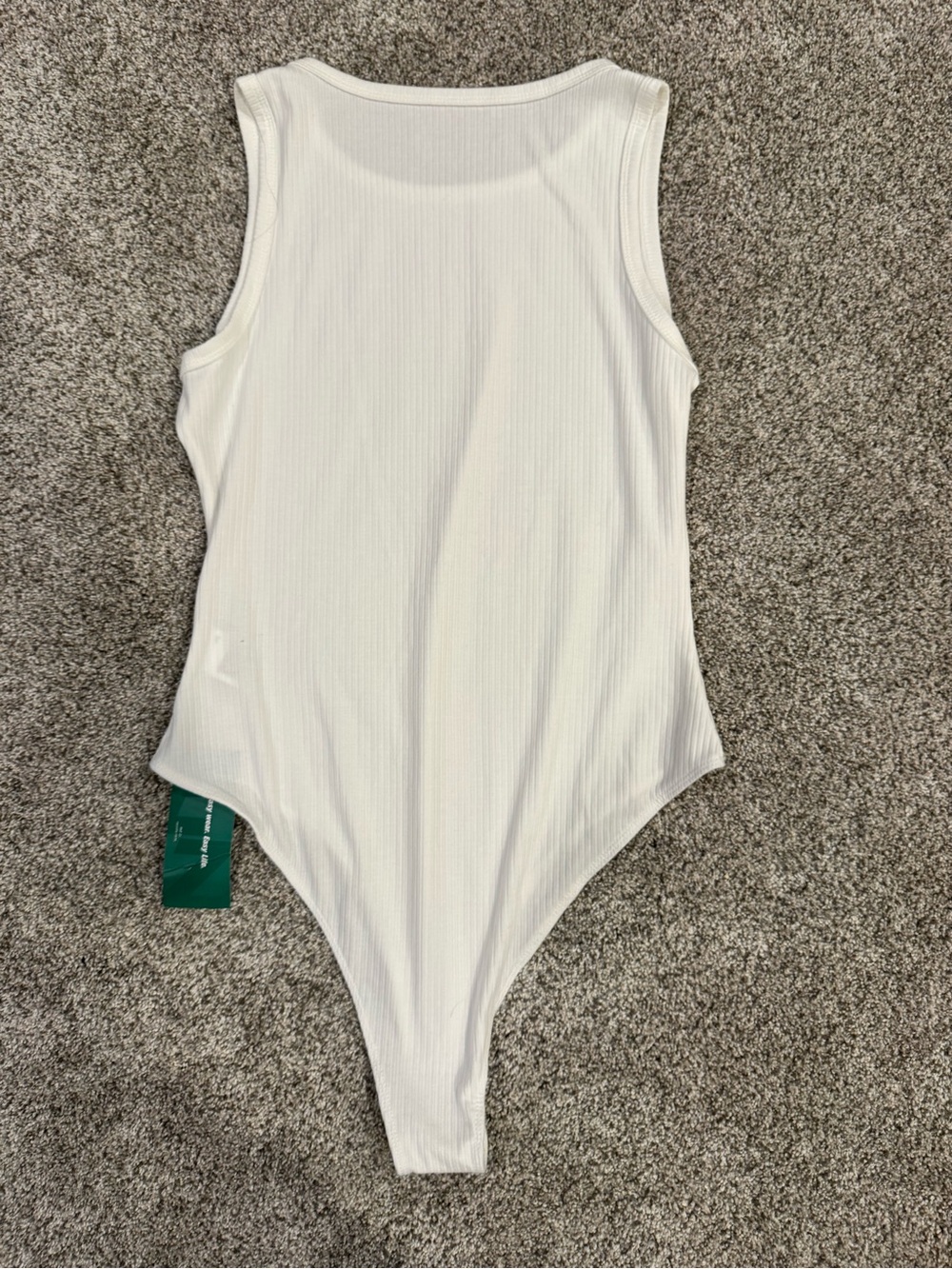 White Ribbed Tank Bodysuit - Picture 2 of 4